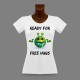 Funny Slim Frauen T-shirt - Ready for free Hugs