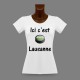 Frauen Slim T-shirt - Eishockey Puck - Ici c'est Lausanne