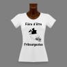 Donna slim T-shirt - Fière d'être Fribourgeoise 3D e con una Vacca