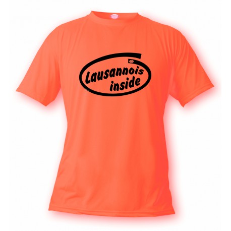 Uomo Funny T-Shirt - Lausannois Inside, Safety Orange