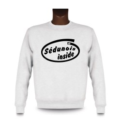 Men's Funny Sweatshirt -  Sédunois inside, White