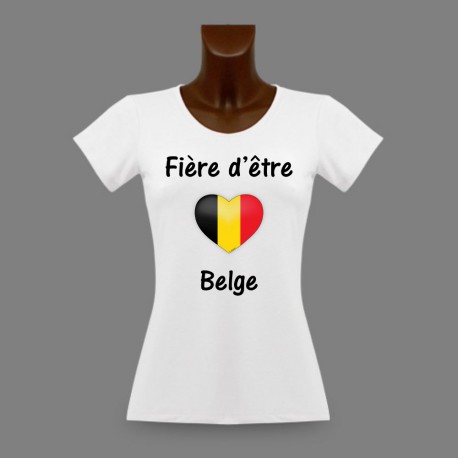 Women's slinky T-Shirt - Fière d'être Belge - Belgian heart