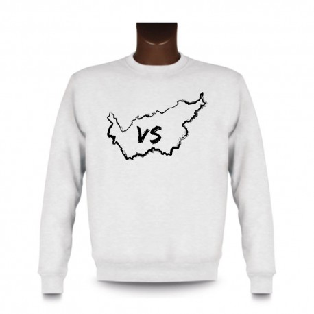 Men's Sweatshirt -  Valais brush borders and VS letters, White