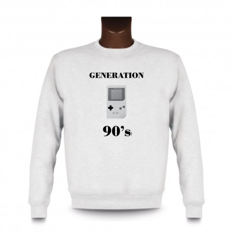 Uomo Funny Sweatshirt - Generazione Novanta, White