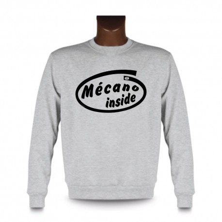 Men's Funny Sweatshirt -  Mécano inside, Ash Heater