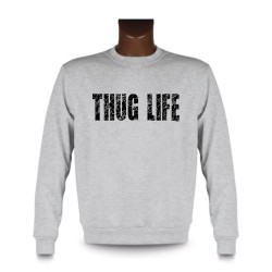 Men's funny fashion Sweatshirt - THUG LIFE, Ash Heater