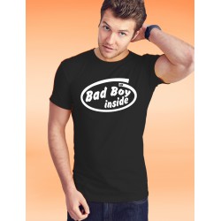 Herren Mode Baumwolle T-Shirt - Bad Boy inside, 36-Schwarz