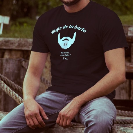 T-shirt coton mode homme - Règle de la barbe N°7 - Ma barbe, mes règles - une évidence pour un hipster