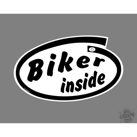 Sticker Adesivo - Biker inside  (biker all'interno dell'auto), per Automobile