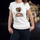 Donna T-shirt con la testa di un orso ringhiante che strappa la maglietta e tiene tra le chele lo stemma della Svizzera