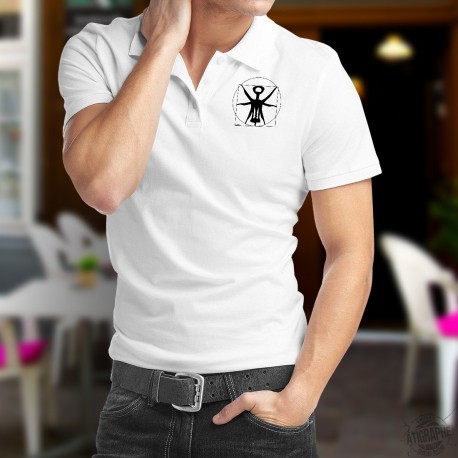 Herren Mode Polo shirt - Der Vitruvianische Korkenzieher - Neue Version von Leonardo da Vincis Zeichnung