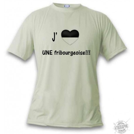 Uomo Funny T-Shirt - J'aime UNE fribourgeoise, November White
