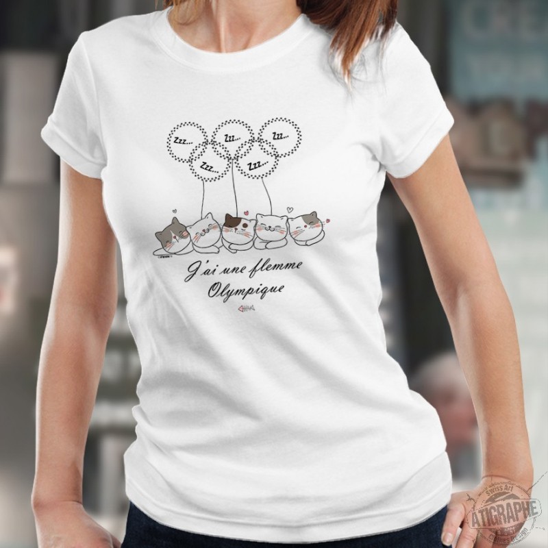 J Ai La Flemme Olympique Chats Endormis Women S Fashion T Shirt