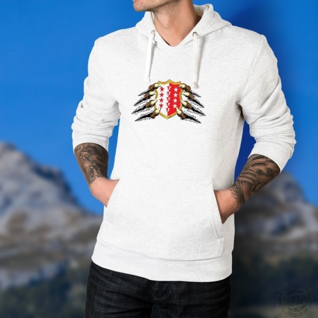 Valais coat of arms held by claws ★ Men white Hoodie